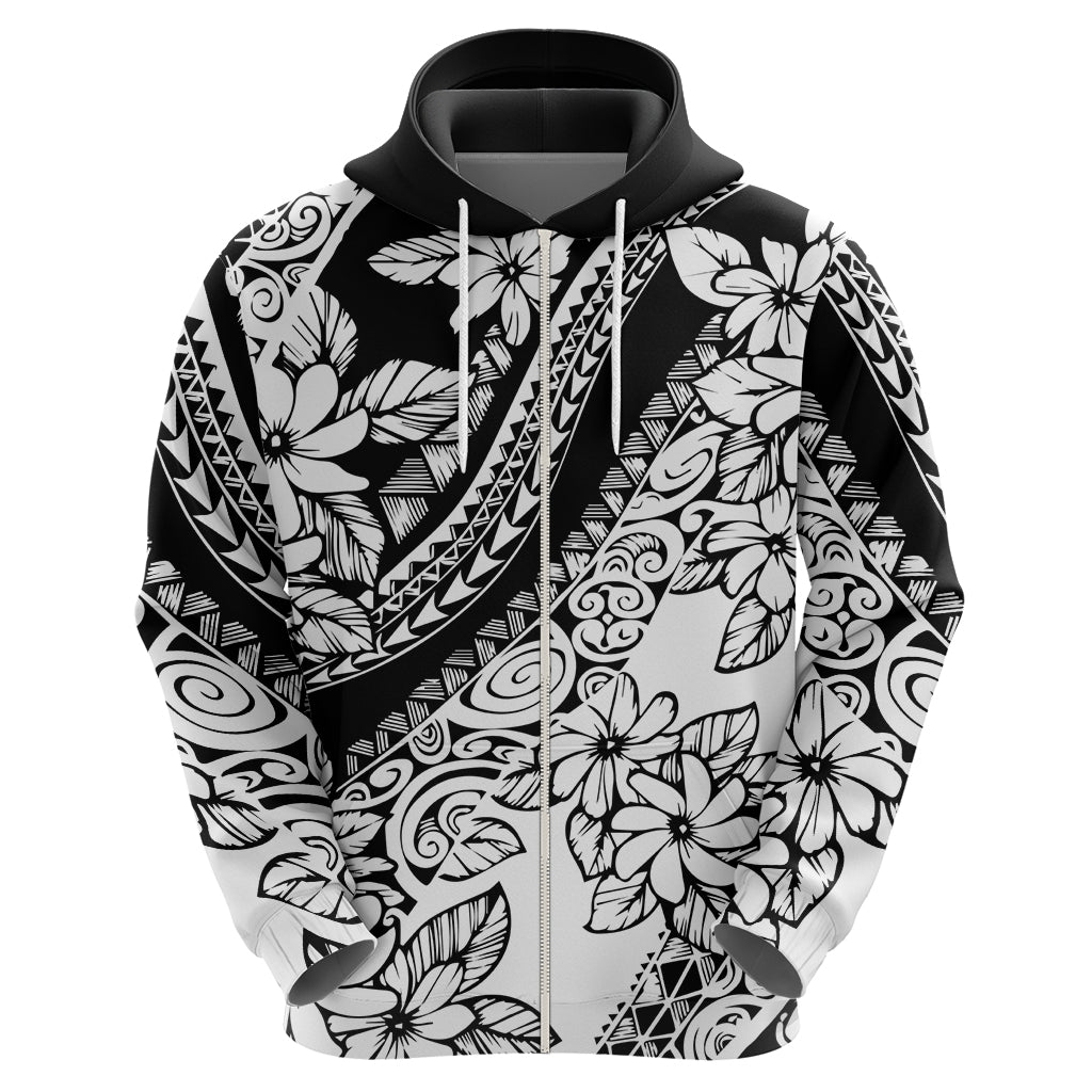 Polynesia Hoodie Polynesian Tropical Flowers Black Pastel Vibes - Wonder Print Shop