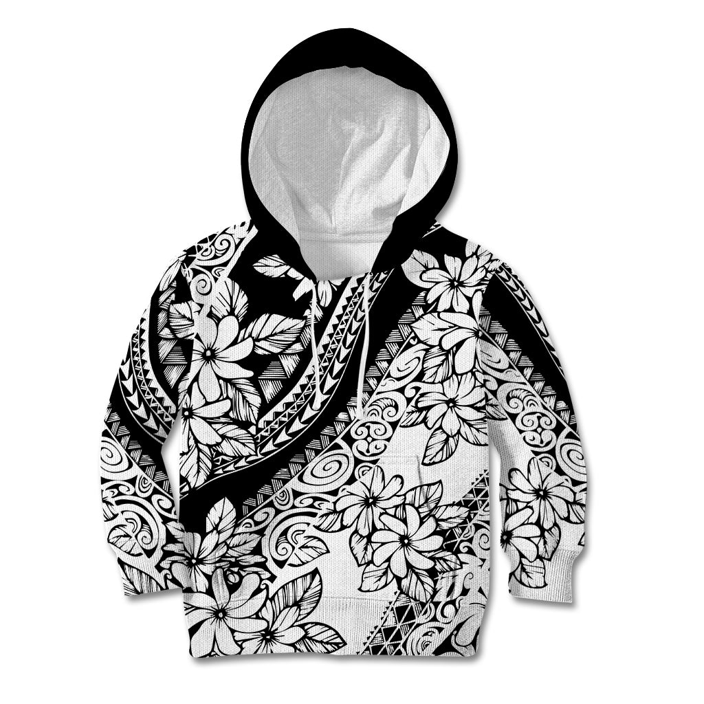 Polynesia Kid Hoodie Polynesian Tropical Flowers Black Pastel Vibes - Wonder Print Shop