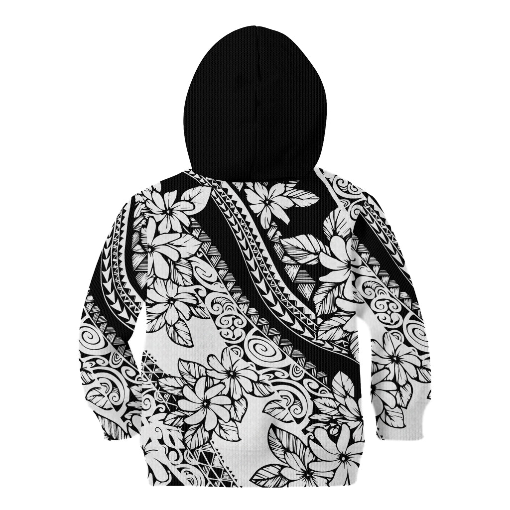 Polynesia Kid Hoodie Polynesian Tropical Flowers Black Pastel Vibes - Wonder Print Shop