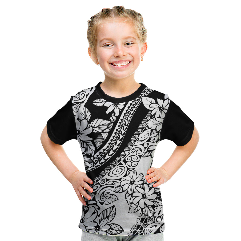Polynesia Kid T Shirt Polynesian Tropical Flowers Black Pastel Vibes - Wonder Print Shop