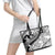 Polynesia Leather Tote Bag Polynesian Tropical Flowers Black Pastel Vibes - Wonder Print Shop