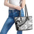 Polynesia Leather Tote Bag Polynesian Tropical Flowers Black Pastel Vibes - Wonder Print Shop