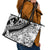 Polynesia Leather Tote Bag Polynesian Tropical Flowers Black Pastel Vibes - Wonder Print Shop