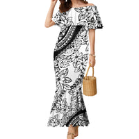 Polynesia Mermaid Dress Polynesian Tropical Flowers Black Pastel Vibes - Wonder Print Shop