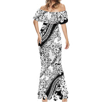 Polynesia Mermaid Dress Polynesian Tropical Flowers Black Pastel Vibes - Wonder Print Shop