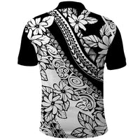 Polynesia Polo Shirt Polynesian Tropical Flowers Black Pastel Vibes - Wonder Print Shop