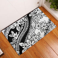 Polynesia Rubber Doormat Polynesian Tropical Flowers Black Pastel Vibes - Wonder Print Shop
