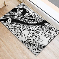 Polynesia Rubber Doormat Polynesian Tropical Flowers Black Pastel Vibes - Wonder Print Shop
