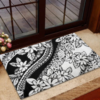 Polynesia Rubber Doormat Polynesian Tropical Flowers Black Pastel Vibes - Wonder Print Shop