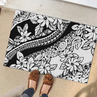 Polynesia Rubber Doormat Polynesian Tropical Flowers Black Pastel Vibes - Wonder Print Shop