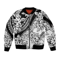 Polynesia Sleeve Zip Bomber Jacket Polynesian Tropical Flowers Black Pastel Vibes - Wonder Print Shop
