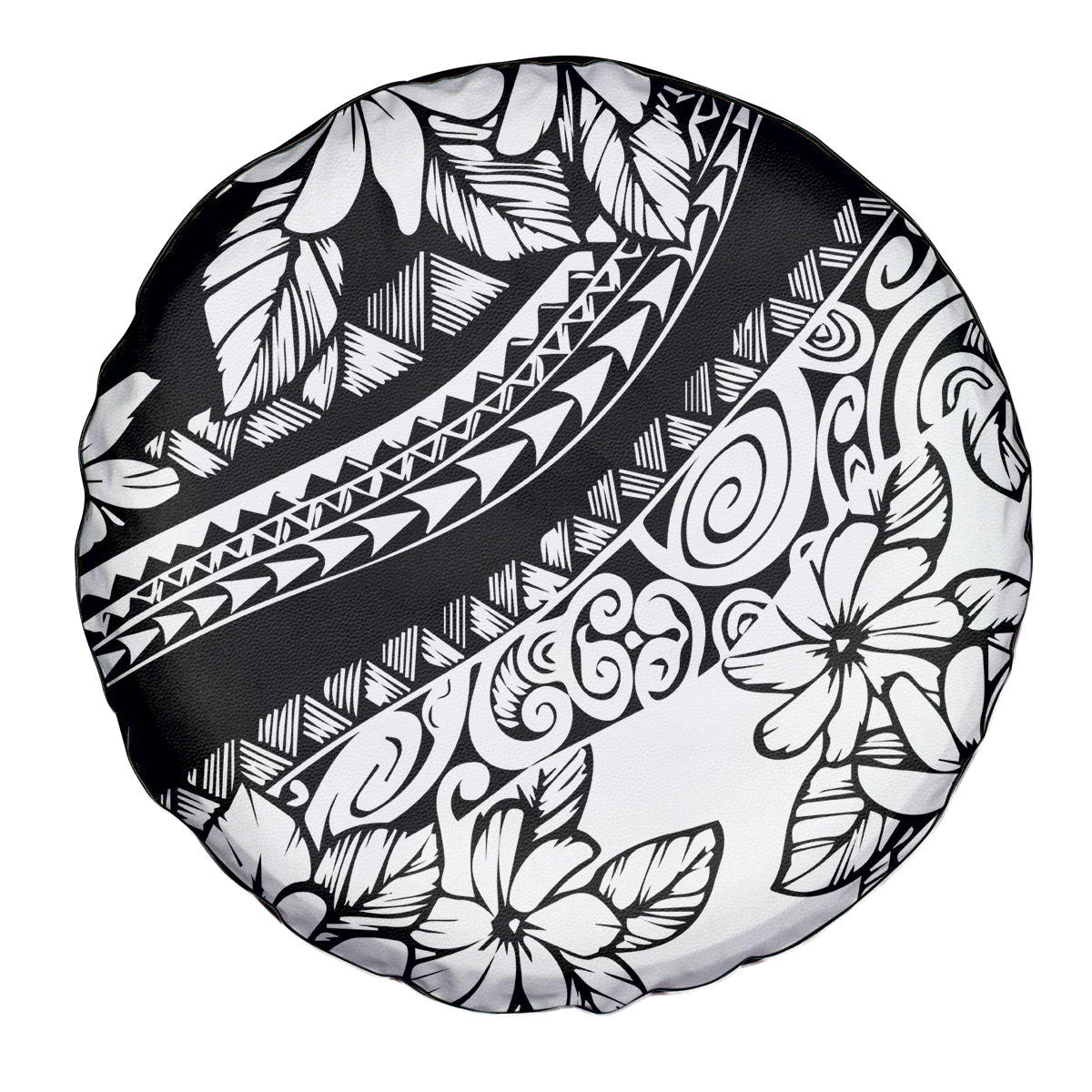 Polynesia Spare Tire Cover Polynesian Tropical Flowers Black Pastel Vibes - Wonder Print Shop
