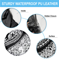 Polynesia Spare Tire Cover Polynesian Tropical Flowers Black Pastel Vibes - Wonder Print Shop