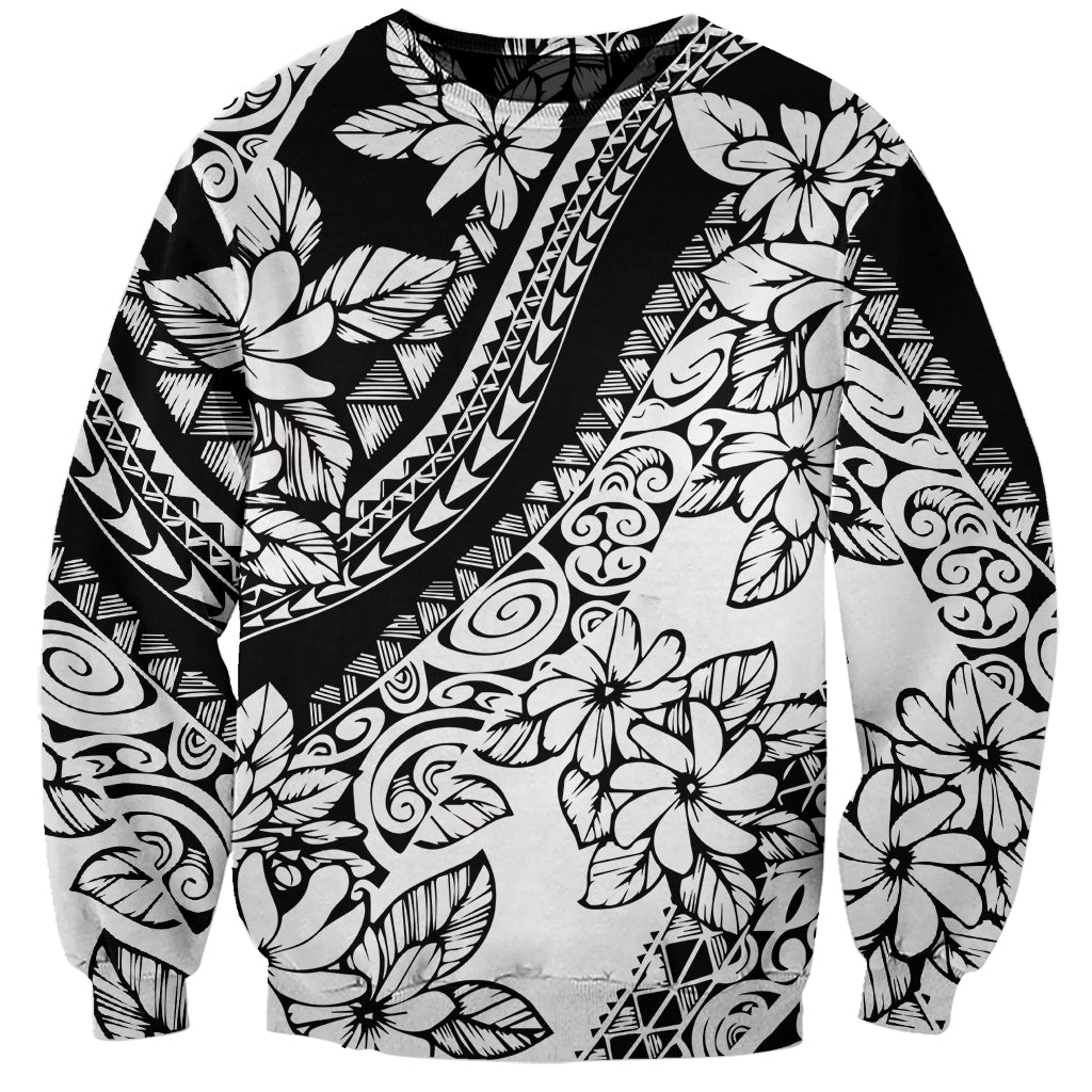 Polynesia Sweatshirt Polynesian Tropical Flowers Black Pastel Vibes - Wonder Print Shop