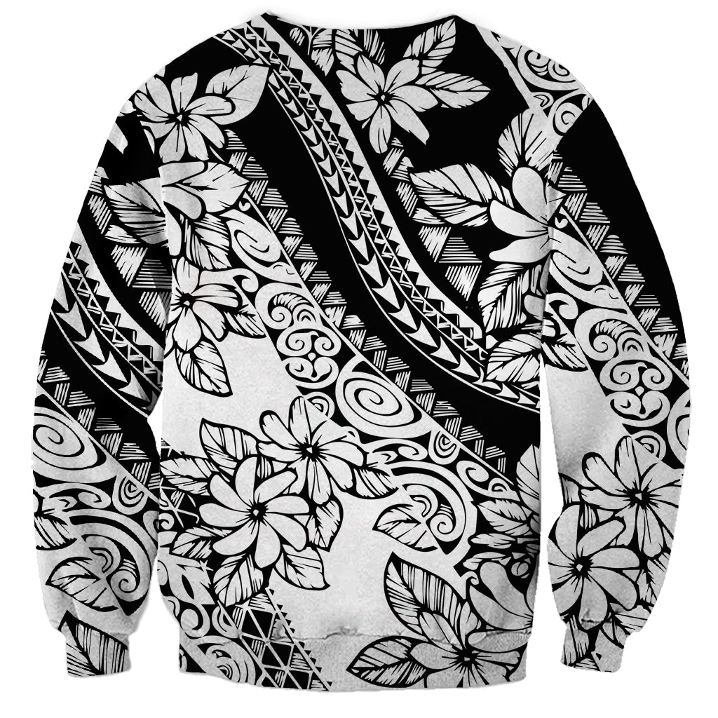 Polynesia Sweatshirt Polynesian Tropical Flowers Black Pastel Vibes - Wonder Print Shop
