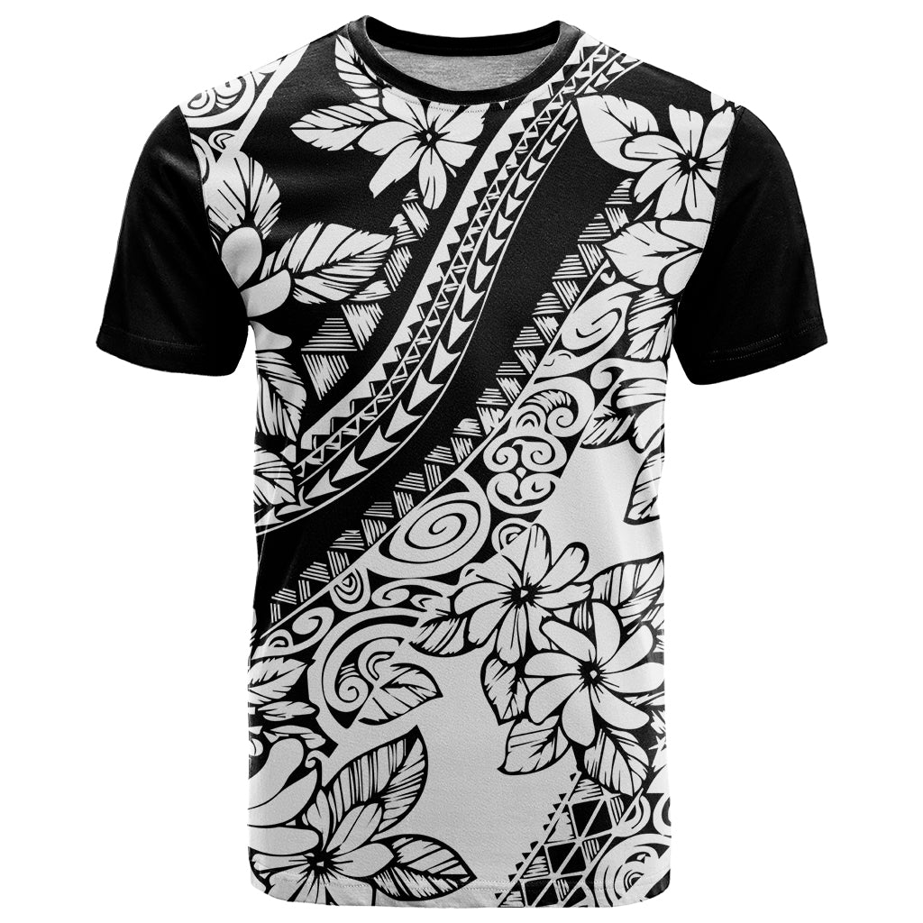 Polynesia T Shirt Polynesian Tropical Flowers Black Pastel Vibes - Wonder Print Shop