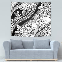 Polynesia Tapestry Polynesian Tropical Flowers Black Pastel Vibes - Wonder Print Shop
