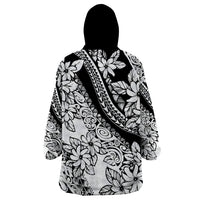 Polynesia Wearable Blanket Hoodie Polynesian Tropical Flowers Black Pastel Vibes - Wonder Print Shop