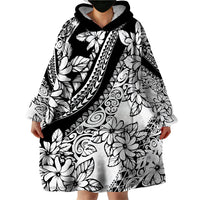 Polynesia Wearable Blanket Hoodie Polynesian Tropical Flowers Black Pastel Vibes - Wonder Print Shop