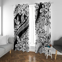 Polynesia Window Curtain Polynesian Tropical Flowers Black Pastel Vibes - Wonder Print Shop