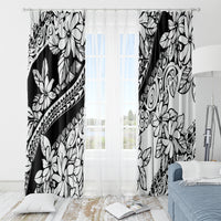 Polynesia Window Curtain Polynesian Tropical Flowers Black Pastel Vibes - Wonder Print Shop