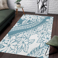Polynesia Area Rug Polynesian Tropical Flowers Blue Pastel Vibes - Wonder Print Shop