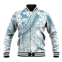 Polynesia Baseball Jacket Polynesian Tropical Flowers Blue Pastel Vibes - Wonder Print Shop