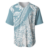 Polynesia Baseball Jersey Polynesian Tropical Flowers Blue Pastel Vibes - Wonder Print Shop