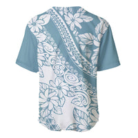 Polynesia Baseball Jersey Polynesian Tropical Flowers Blue Pastel Vibes - Wonder Print Shop