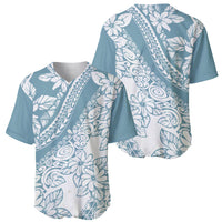 Polynesia Baseball Jersey Polynesian Tropical Flowers Blue Pastel Vibes - Wonder Print Shop