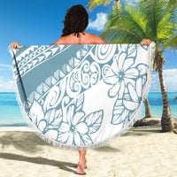 Polynesia Beach Blanket Polynesian Tropical Flowers Blue Pastel Vibes - Wonder Print Shop