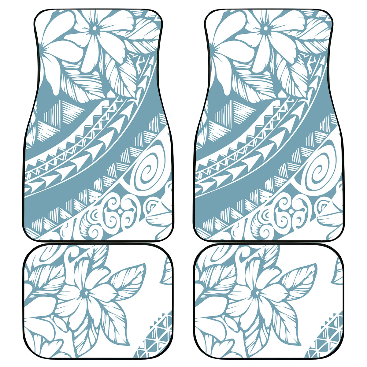 Polynesia Car Mats Polynesian Tropical Flowers Blue Pastel Vibes - Wonder Print Shop