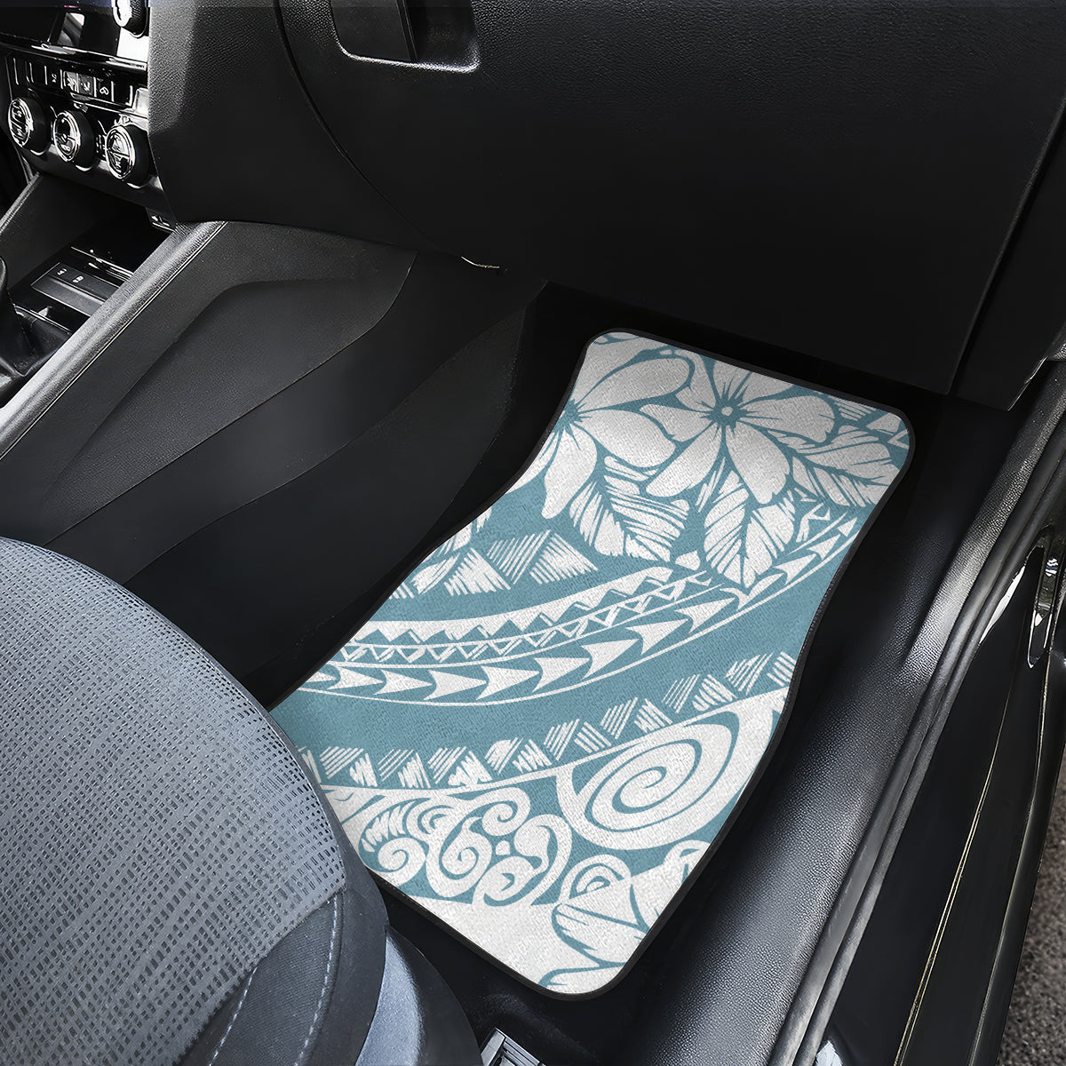 Polynesia Car Mats Polynesian Tropical Flowers Blue Pastel Vibes - Wonder Print Shop