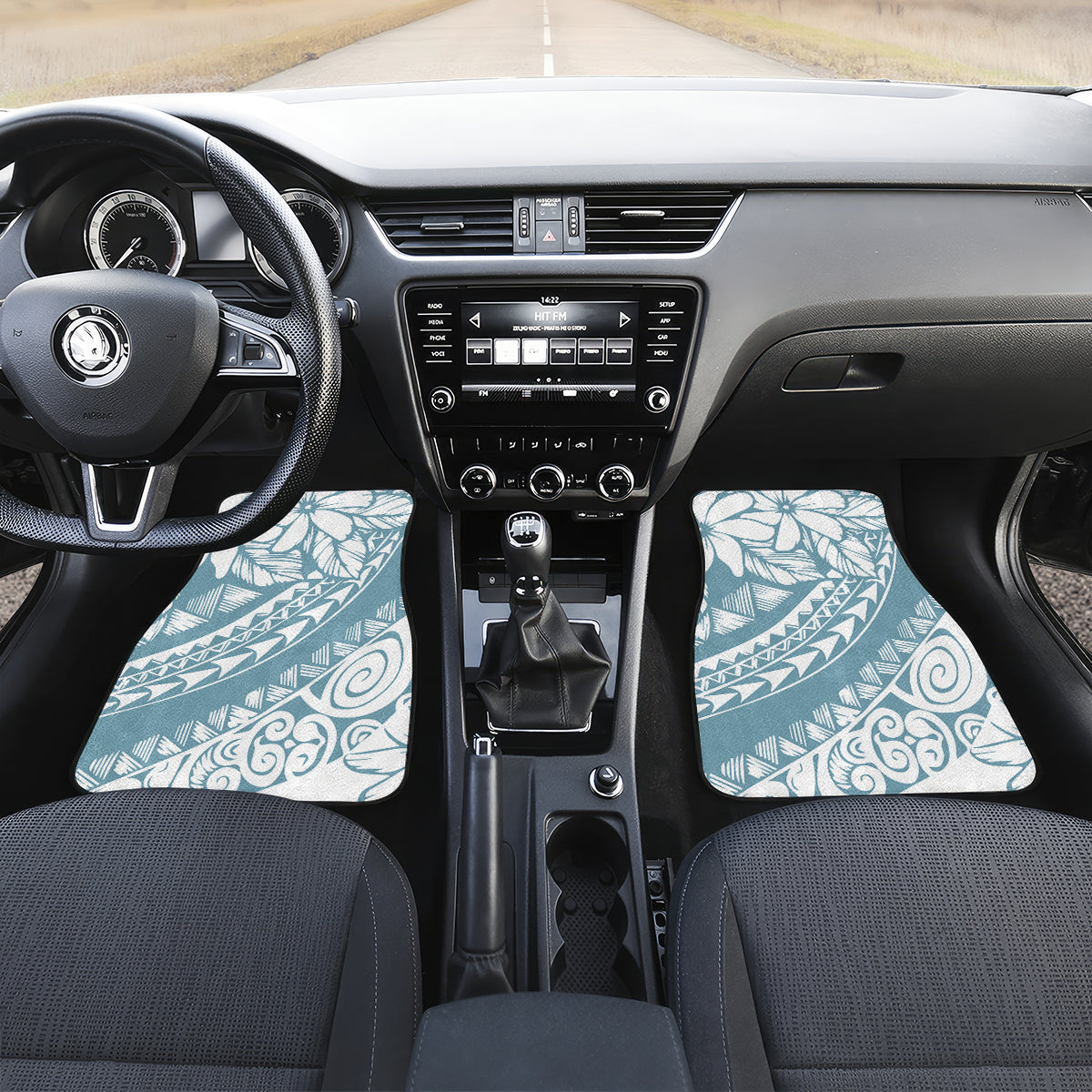 Polynesia Car Mats Polynesian Tropical Flowers Blue Pastel Vibes - Wonder Print Shop