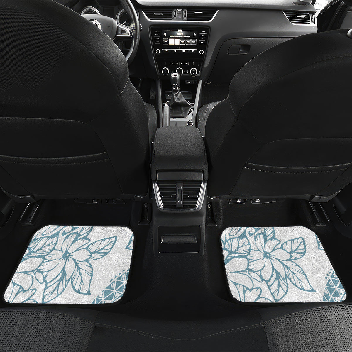 Polynesia Car Mats Polynesian Tropical Flowers Blue Pastel Vibes - Wonder Print Shop