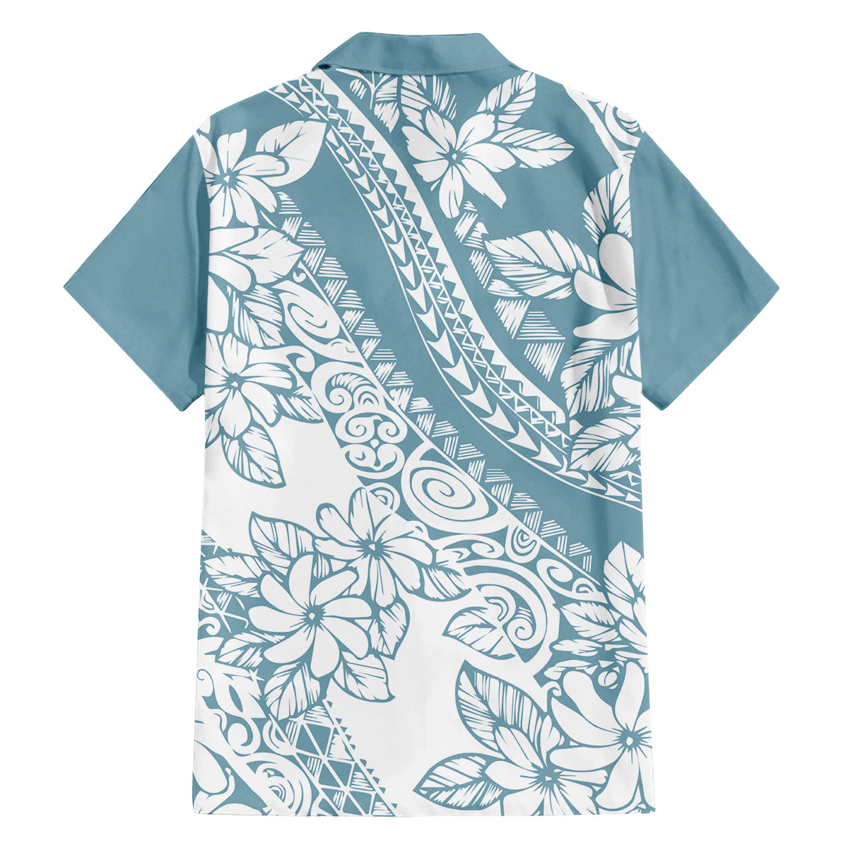 Polynesia Family Matching Long Sleeve Bodycon Dress and Hawaiian Shirt Polynesian Tropical Flowers Blue Pastel Vibes - Wonder Print Shop