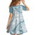 Polynesia Family Matching Off Shoulder Short Dress and Hawaiian Shirt Polynesian Tropical Flowers Blue Pastel Vibes - Wonder Print Shop