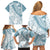 Polynesia Family Matching Off Shoulder Short Dress and Hawaiian Shirt Polynesian Tropical Flowers Blue Pastel Vibes - Wonder Print Shop
