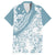Polynesia Family Matching Off Shoulder Short Dress and Hawaiian Shirt Polynesian Tropical Flowers Blue Pastel Vibes - Wonder Print Shop