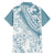 Polynesia Family Matching Off Shoulder Short Dress and Hawaiian Shirt Polynesian Tropical Flowers Blue Pastel Vibes - Wonder Print Shop