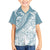 Polynesia Family Matching Off Shoulder Short Dress and Hawaiian Shirt Polynesian Tropical Flowers Blue Pastel Vibes - Wonder Print Shop