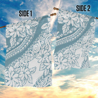 Polynesia Garden Flag Polynesian Tropical Flowers Blue Pastel Vibes - Wonder Print Shop