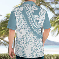 Polynesia Hawaiian Shirt Polynesian Tropical Flowers Blue Pastel Vibes - Wonder Print Shop