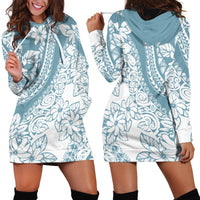 Polynesia Hoodie Dress Polynesian Tropical Flowers Blue Pastel Vibes - Wonder Print Shop