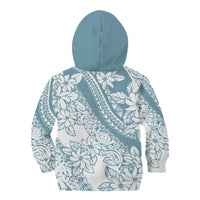 Polynesia Kid Hoodie Polynesian Tropical Flowers Blue Pastel Vibes - Wonder Print Shop