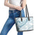 Polynesia Leather Tote Bag Polynesian Tropical Flowers Blue Pastel Vibes - Wonder Print Shop
