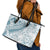 Polynesia Leather Tote Bag Polynesian Tropical Flowers Blue Pastel Vibes - Wonder Print Shop