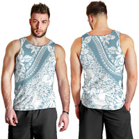 Polynesia Men Tank Top Polynesian Tropical Flowers Blue Pastel Vibes - Wonder Print Shop