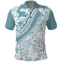 Polynesia Polo Shirt Polynesian Tropical Flowers Blue Pastel Vibes - Wonder Print Shop
