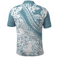 Polynesia Polo Shirt Polynesian Tropical Flowers Blue Pastel Vibes - Wonder Print Shop